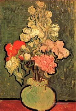  rose - Stillleben Vase mit Rose Mallows Vincent van Gogh